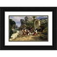 thumbnail image 1 of Horace Vernet 18x13 Black Ornate Wood Framed Double Matted Museum Art Print Titled - Italian Brigands Surprised by Papal Troops (1831), 1 of 5
