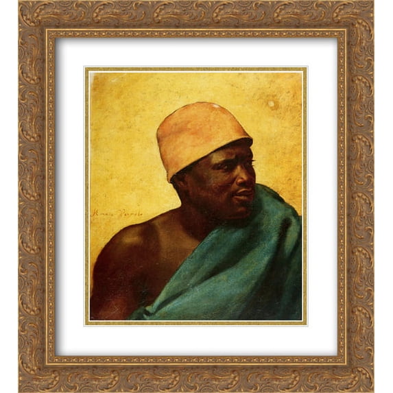 Horace Vernet 2x Matted 20x24 Gold Ornate Framed Art Print 'Young African Boy'