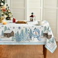 thumbnail image 1 of Horaldaily Christmas Tablecloth 60×60 Inch Square, Blue Snowman Pine Snow Washable Table Cover for Party Picnic Dinner Decor, 1 of 6