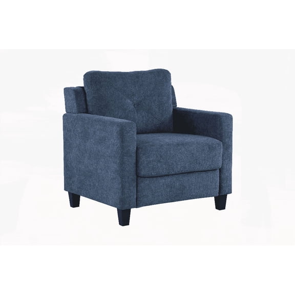 Horatio Navy Chenille Chair - 1-Piece with Solid Wood Frame and Non-Slip Pads