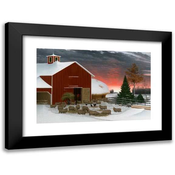 Horatio Shaw 14x11 Black Modern Framed Museum Art Print Titled - Barnyard in Winter (ca. 1885-1890)