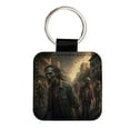 thumbnail image 1 of Horde Of Zombies Monsters Halloween Faux Leather Square Keychain, 1 of 7