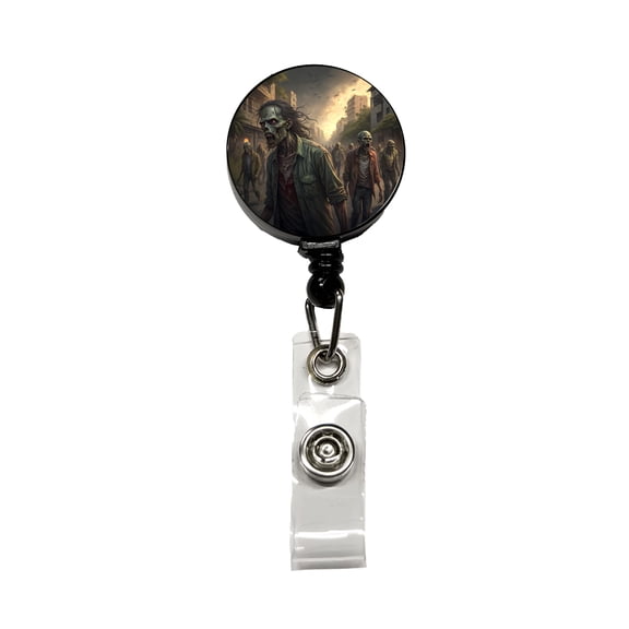 Horde Of Zombies Monsters Halloween Retractable Reel ID Badge Key Card Name Tag Holder with Clip
