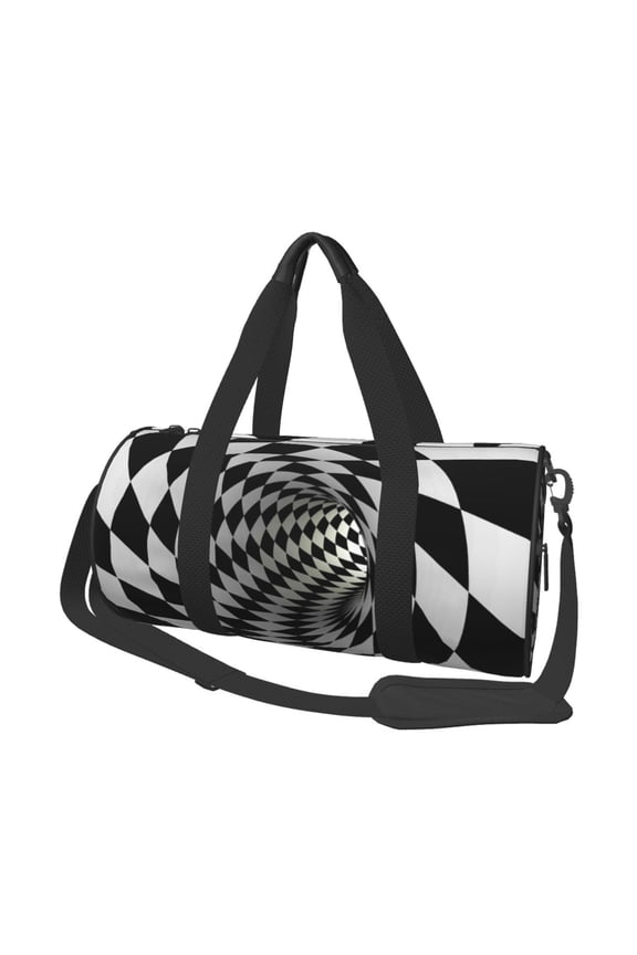 3D Vortex Illusion Print Foldable Travel Duffle Bag with Removable Strap - Water-Resistant Gym Vacation Luggage Multi-Pocket Design