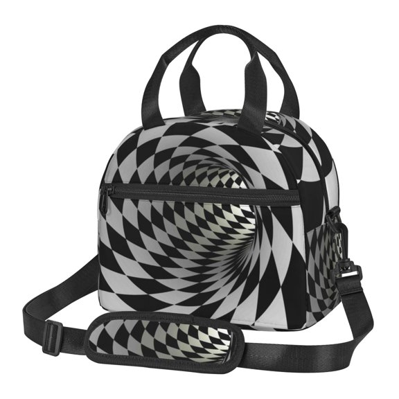 Horeoi 3D Vortex Illusion for Insulated Lunch Bag with Adjustable Strap Thermal Tote for Picnic Work School Lightweight Waterproof & Detachable