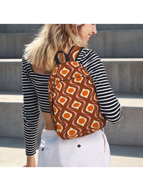 70's Retro for Canvas Backpack for School Outdoor Travel Use Men Women Teenagers Large Capacity with Adjustable Shoulder Straps