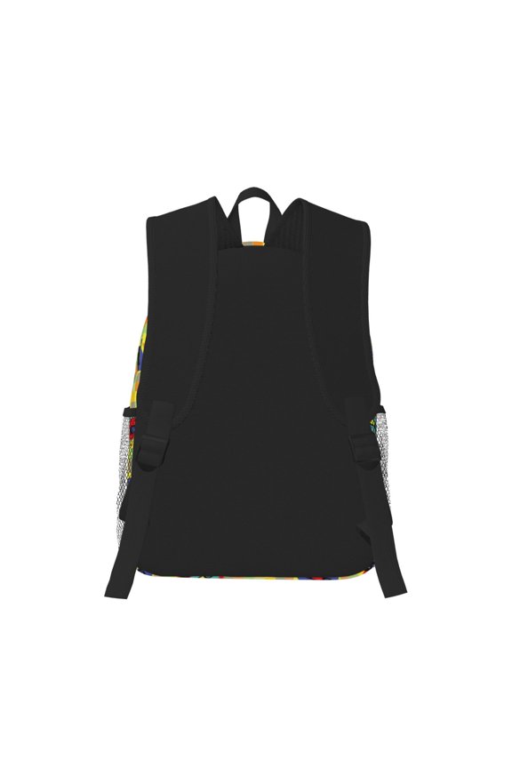 90s Audio Tape Print Casual Backpack for School Work Travel Hiking with Laptop Compartment and Side Pockets Lightweight Design