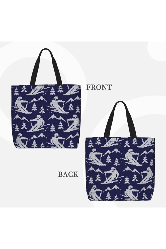 Abstract Skiing for Reinforced Shoulder Tote Bag Scratch-Proof Design Spacious Organizer Crossbody Carry Daily Commute Must-Have