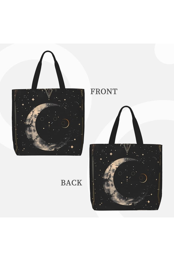 Abstract Starry Sky Moon for Reinforced Shoulder Tote Bag Scratch-Proof Design Spacious Organizer Crossbody Carry Daily Commute Must-Have
