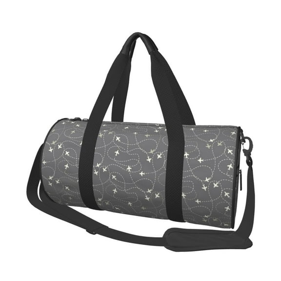 Horeoi Airplane Routes Around The World Print Foldable Travel Duffle Bag with Removable Strap - Water-Resistant Gym Vacation Luggage Multi-Pocket Design