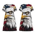 thumbnail image 1 of Horeoi American Bald Eagle Print Women's Short Sleeve Dress Breathable Polyester-Spandex All-Over Print A-Line Side Pockets Elastic Waist, 1 of 6