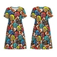 thumbnail image 1 of Horeoi American Football Print Women's Short Sleeve Dress Breathable Polyester-Spandex All-Over Print A-Line Side Pockets Elastic Waist, 1 of 6