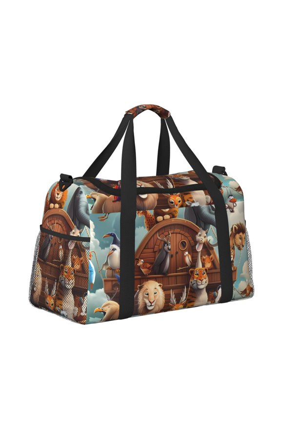 Animal Filled Noahs Ark for Travel Duffle Bag with Adjustable Strap - Large Capacity Hand Carry for Gym Sports Outdoor