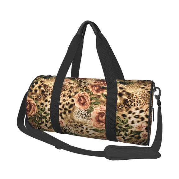 Horeoi Animal Leopard Print Foldable Travel Duffle Bag with Removable Strap - Water-Resistant Gym Vacation Luggage Multi-Pocket Design