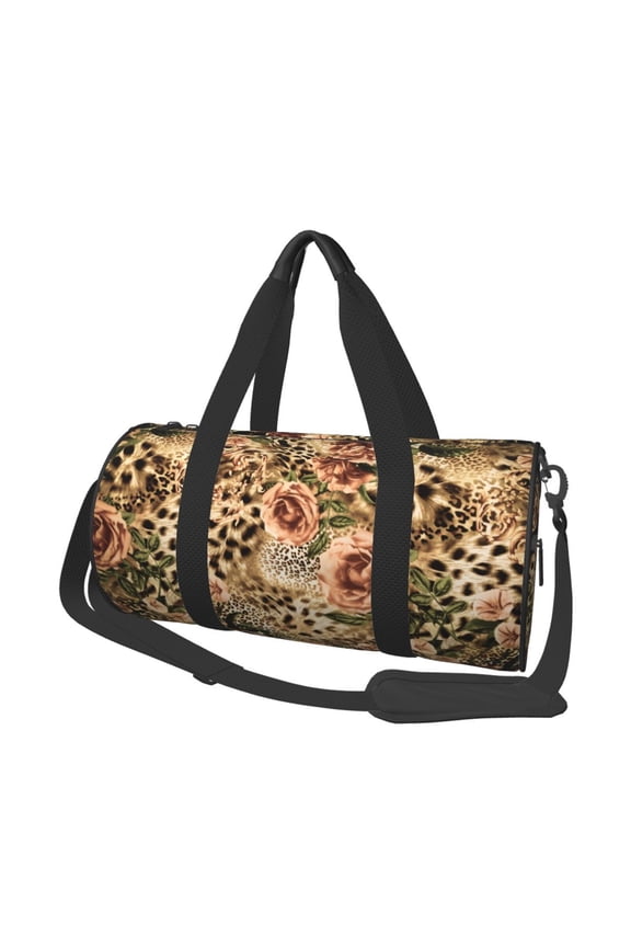 Animal Leopard Print Foldable Travel Duffle Bag with Removable Strap - Water-Resistant Gym Vacation Luggage Multi-Pocket Design