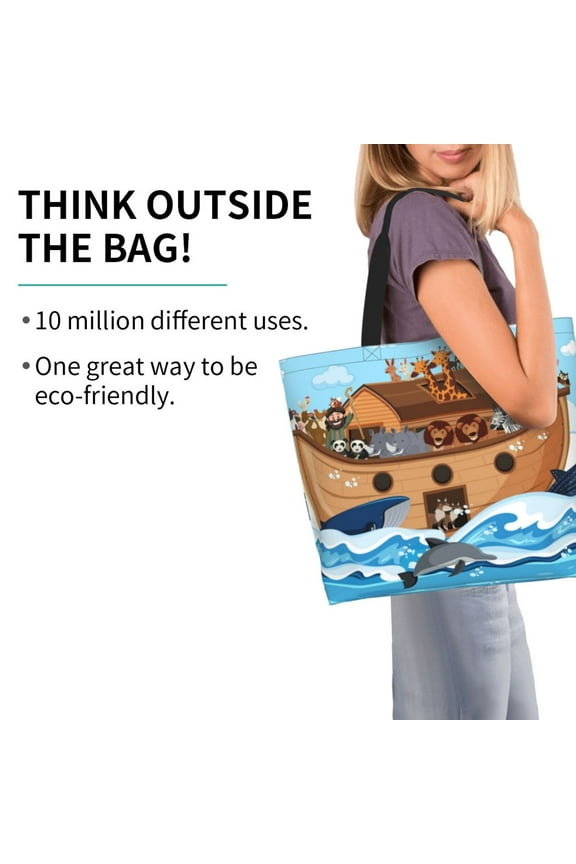 Animals on Noah's Ark Pattern Minimalist Crossbody Bag for Women Scratch-Resistant Oxford Fabric Multi-Functional Carryall Office Travel Versatile