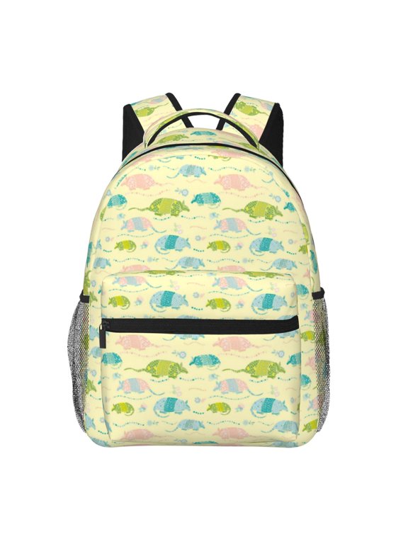 Armadillo Floral Print Eco-Friendly Lightweight Student Backpack for School Travel - Ergonomic Padded Laptop Compartment & Multi-Pocket Design