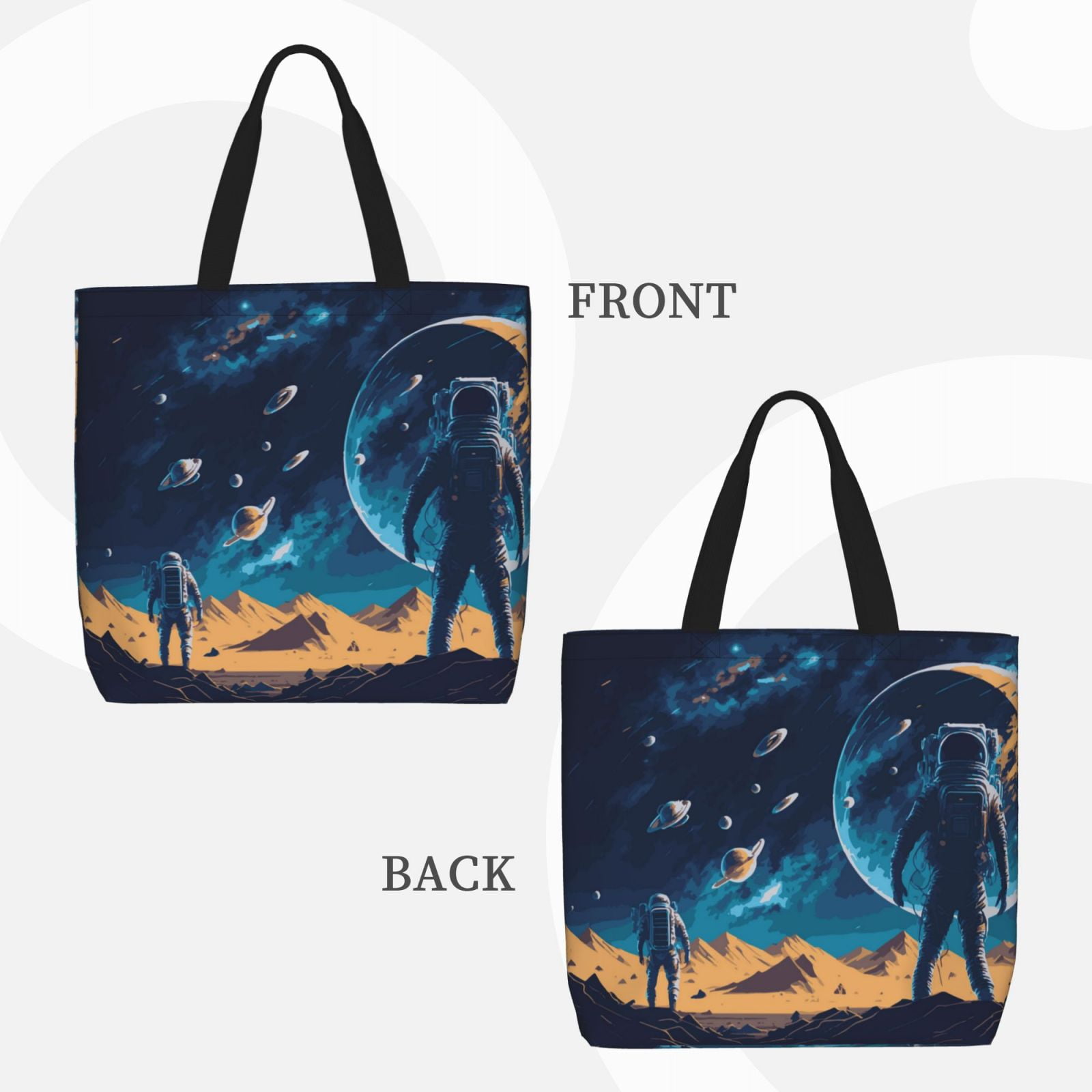 Metero Astronaut Print Pattern Leather Tote Bag main image 1