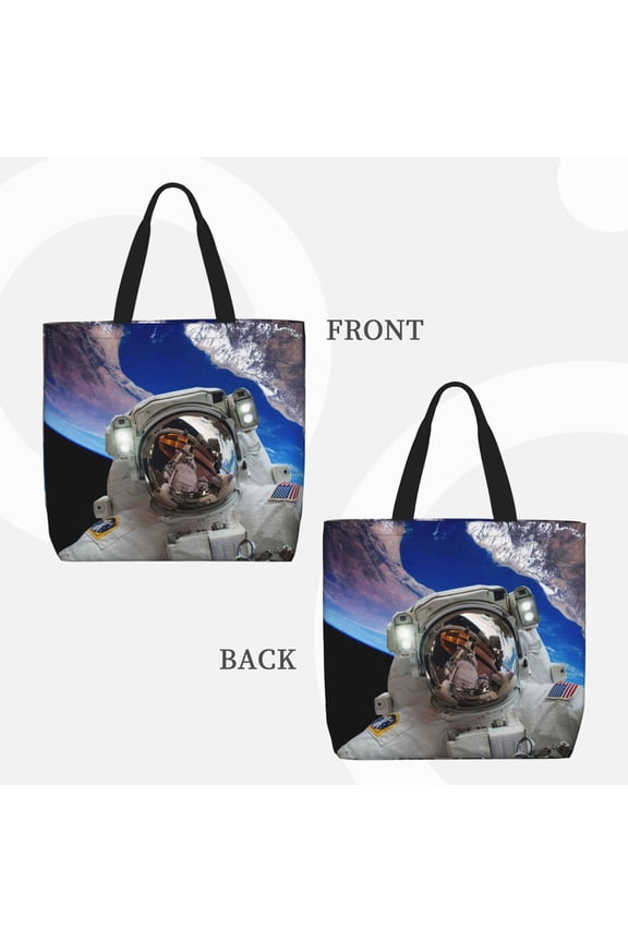 Astronaut in Outer Space for Reinforced Shoulder Tote Bag Scratch-Proof Design Spacious Organizer Crossbody Carry Daily Commute Must-Have