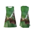 thumbnail image 1 of Horeoi Australian White Tree Frog Sitting on Branch Print Women's Sleeveless Dress Cotton-like Flared Hem Deep Side Pockets Above-Knee, 1 of 6