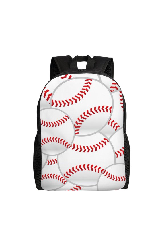 Baseballs Print Waterproof 600D Oxford Laptop Backpack for School Travel Work - Lightweight Durable Bag with Adjustable Straps