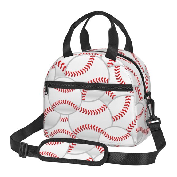 Horeoi Baseballs for Insulated Lunch Bag with Adjustable Strap Thermal Tote for Picnic Work School Lightweight Waterproof & Detachable