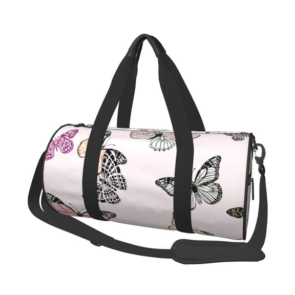 Horeoi Beautiful Butterfly Print Foldable Travel Duffle Bag with Removable Strap - Water-Resistant Gym Vacation Luggage Multi-Pocket Design
