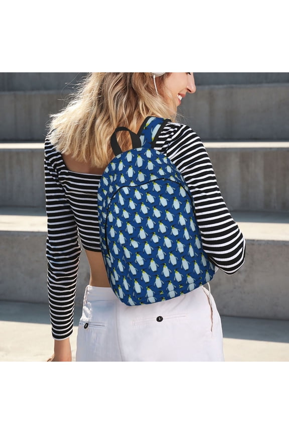 Beautiful King Penguin Pattern for Canvas Backpack for School Outdoor Travel Use Men Women Teenagers Large Capacity with Adjustable Shoulder Straps