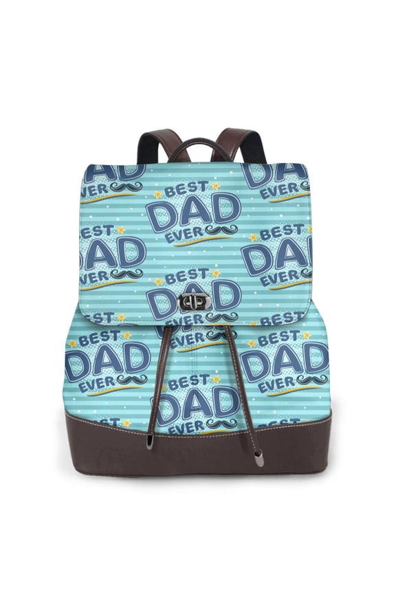 Best Dad Ever for Womens Leather Backpack for School Travel Work or Casual Use with Zipper Pockets and Spacious Interior