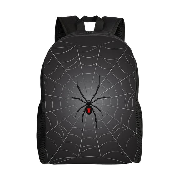 Horeoi Black Spider On Web Print Waterproof 600D Oxford Laptop Backpack for School Travel Work - Lightweight Durable Bag with Adjustable Straps