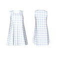 thumbnail image 1 of Horeoi Blue Checkboard Print Women's Sleeveless Dress Cotton-like Flared Hem Deep Side Pockets Above-Knee, 1 of 6