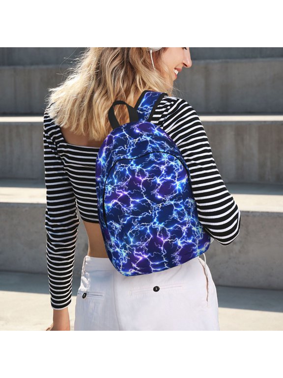 Blue Lightning1 for Canvas Backpack for School Outdoor Travel Use Men Women Teenagers Large Capacity with Adjustable Shoulder Straps