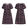 thumbnail image 1 of Horeoi Breast Cancer Awareness (2) Print Women's Short Sleeve Dress Breathable Polyester-Spandex All-Over Print A-Line Side Pockets Elastic Waist, 1 of 6