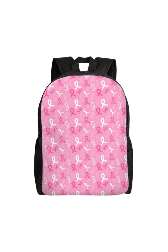 Breast Cancer Awareness (3) Print Waterproof 600D Oxford Laptop Backpack for School Travel Work - Lightweight Durable Bag with Adjustable Straps