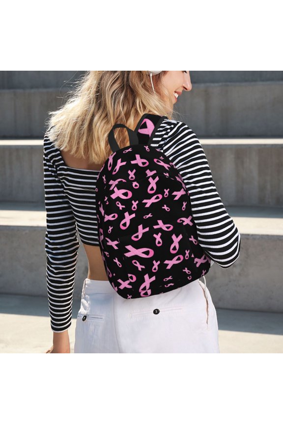 Breast Cancer Awareness for Canvas Backpack for School Outdoor Travel Use Men Women Teenagers Large Capacity with Adjustable Shoulder Straps