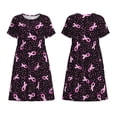 thumbnail image 1 of Horeoi Breast Cancer Awareness3 Print Women's Short Sleeve Dress Breathable Polyester-Spandex All-Over Print A-Line Side Pockets Elastic Waist, 1 of 6
