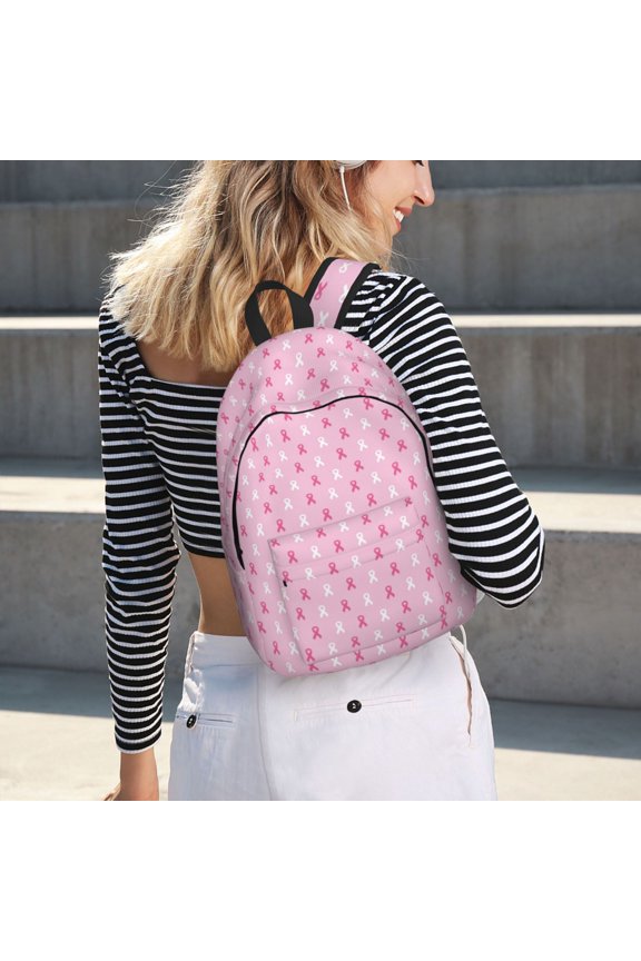 Breast Cancer Awareness5 for Canvas Backpack for School Outdoor Travel Use Men Women Teenagers Large Capacity with Adjustable Shoulder Straps