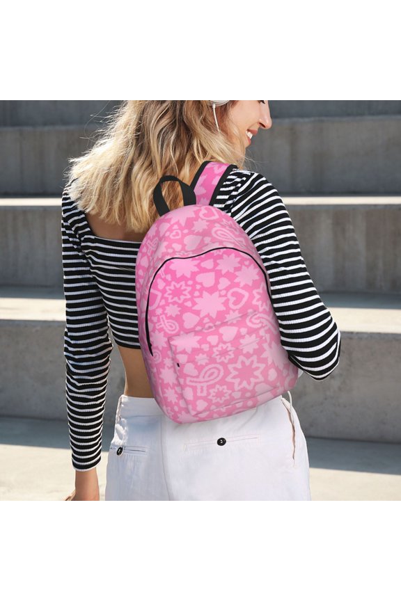Breast CancerN Ribbons Awareness for Canvas Backpack for School Outdoor Travel Use Men Women Teenagers Large Capacity with Adjustable Shoulder Straps