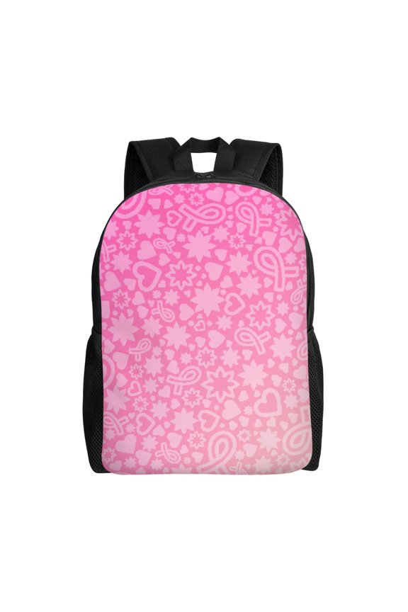Breast CancerN Ribbons Awareness Print Waterproof 600D Oxford Laptop Backpack for School Travel Work - Lightweight Durable Bag with Adjustable Straps