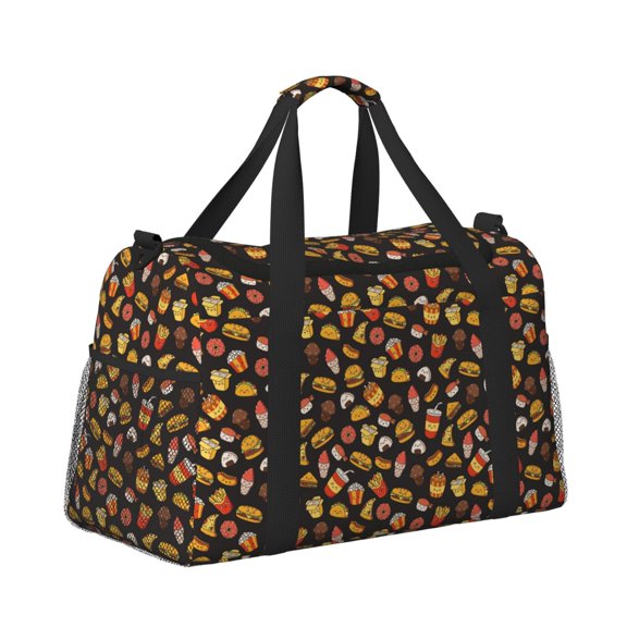 Horeoi Burger Fries for Travel Duffle Bag with Adjustable Strap - Large Capacity Hand Carry for Gym Sports Outdoor