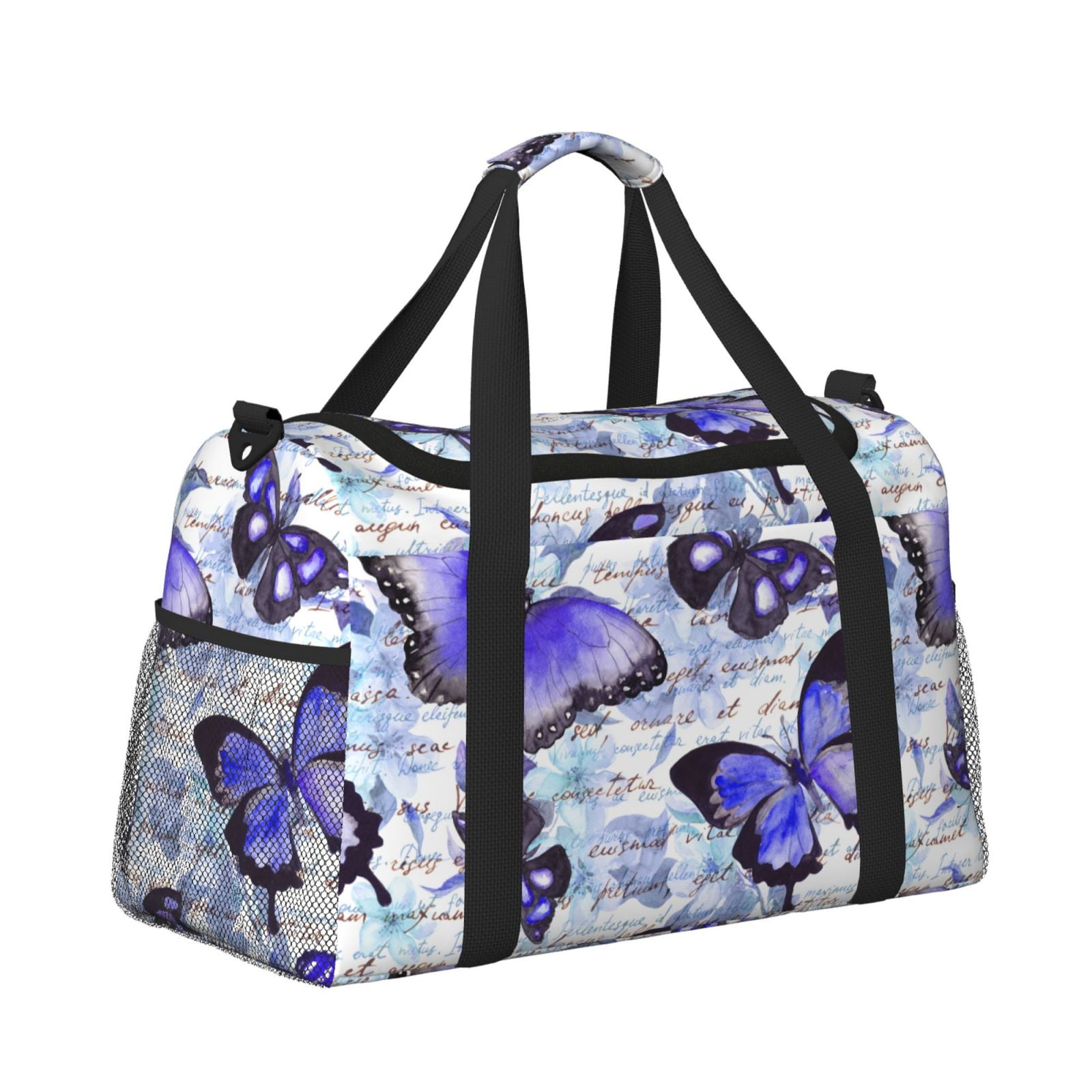 Horeoi Butterflies for Travel Duffle Bag with Adjustable Strap - Large Capacity Hand Carry for Gym Sports Outdoor