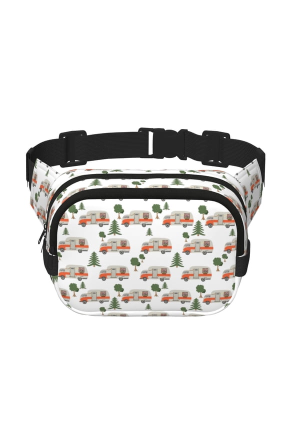 Camp Van for Square Double Layer Waist Bag for Travel Cycling Outdoor Activities with Adjustable Strap and Zipper Pockets