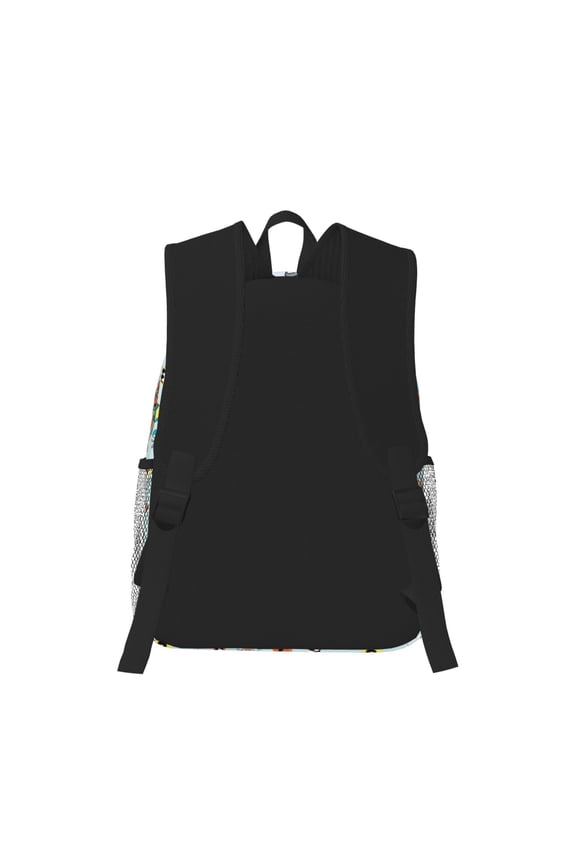 Cartoon Car Racing Print Casual Backpack for School Work Travel Hiking with Laptop Compartment and Side Pockets Lightweight Design