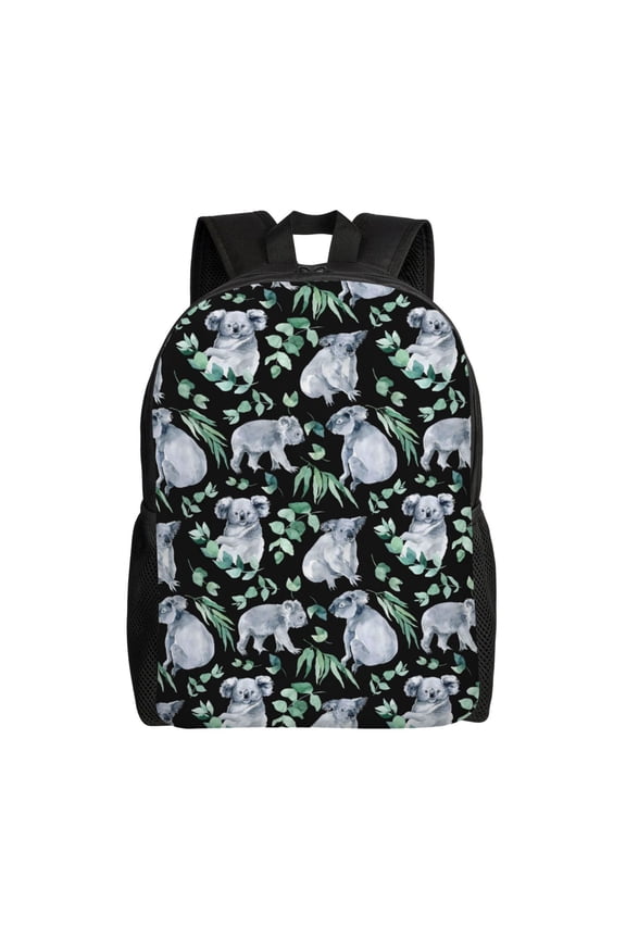 Cartoon Koala Bear Print Waterproof 600D Oxford Laptop Backpack for School Travel Work - Lightweight Durable Bag with Adjustable Straps