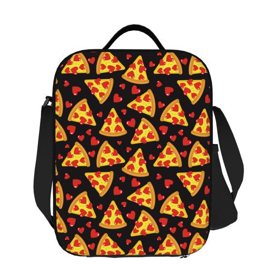 Horeoi Cartoon Pizza Pattern Insulated Thermal Lunch Bag with Leakproof Compartments for Office School Picnic Reusable Oxford Tote