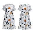 thumbnail image 1 of Horeoi Cartoon Planets Print Women's Short Sleeve Dress Breathable Polyester-Spandex All-Over Print A-Line Side Pockets Elastic Waist, 1 of 6