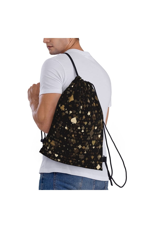 Casino Print Drawstring Bags for Gym Sports Yoga Travel Lightweight Foldable Sackpack for Men Women Teens