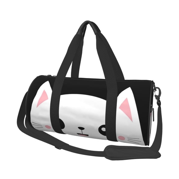 Horeoi Cat Meow Print Foldable Travel Duffle Bag with Removable Strap - Water-Resistant Gym Vacation Luggage Multi-Pocket Design