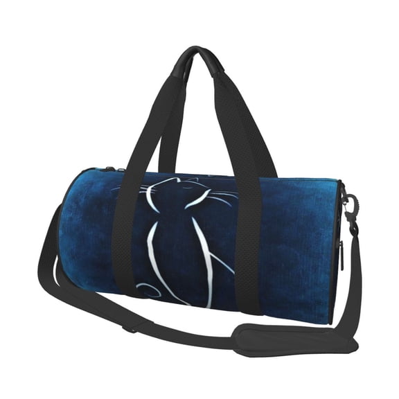 Horeoi Cat Sketch Print Foldable Travel Duffle Bag with Removable Strap - Water-Resistant Gym Vacation Luggage Multi-Pocket Design