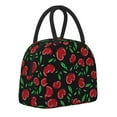thumbnail image 1 of Horeoi Cherry Pattern Large Insulated Lunch Bag for Work, School, Picnic - Waterproof, Durable Oxford Cloth, Comfortable Handle-Black, 1 of 9